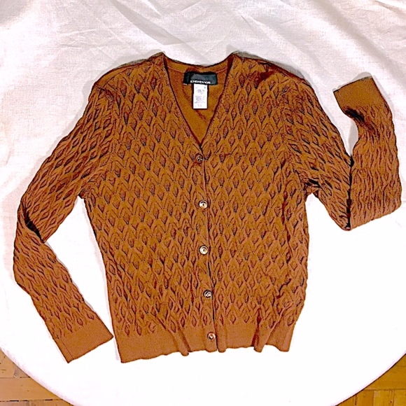 Jones New York Sweaters - Jones New York Brown Rayon Cardigan size L